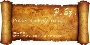Petik Szofrónia névjegykártya
